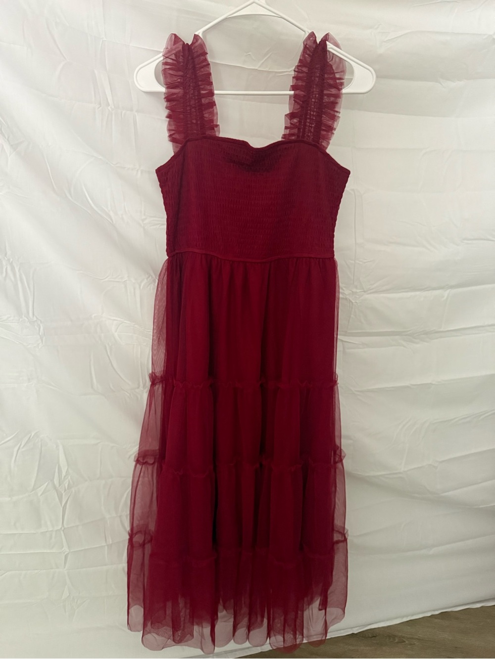 Red Ruffled Tulle Dress